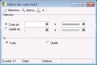 Edition des codes N.A.F.